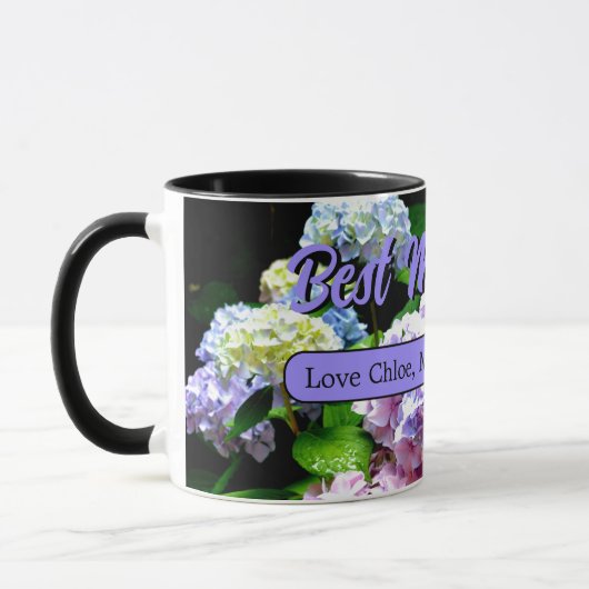 Elegante hortensia tuin roze paarse bloemenfoto mok (Links)