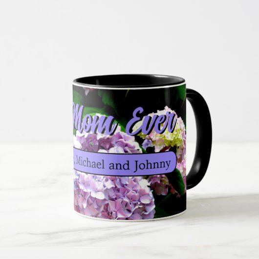 Elegante hortensia tuin roze paarse bloemenfoto mok (Voorkant rechts)