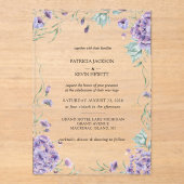 Elegante Hortensia Waterverf Bloemen Bruiloft Acryl Uitnodigingen (Voorkant)