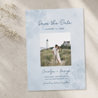 Elegante Hortensia Waterverf Kust Chic Bruiloft Save The Date