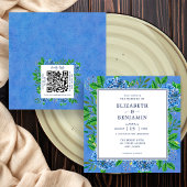 Elegante hortensia's bruiloft uitnodiging met QR-c