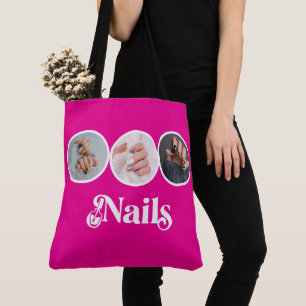 Elegante Hot Pink 3 Foto Nagelstylist Salon Tote Bag
