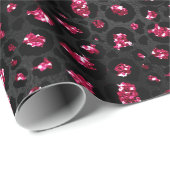 Elegante Hot Pink en Black Glitter Leopard Spots Cadeaupapier (Rol Hoek)
