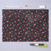 Elegante Hot Pink en Black Glitter Leopard Spots Tissuepapier (Craft)