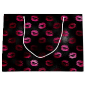 Elegante Hot Pink en Black Glitter Lipstick Lips Groot Cadeauzakje (Voorkant)