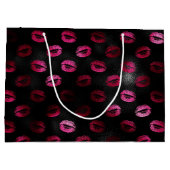 Elegante Hot Pink en Black Glitter Lipstick Lips Groot Cadeauzakje (Achterkant)