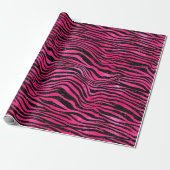 Elegante Hot Pink en Black Glitter Tiger Stripes Cadeaupapier (Uitgerold)