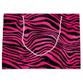 Elegante Hot Pink en Black Glitter Tiger Stripes Groot Cadeauzakje (Voorkant)