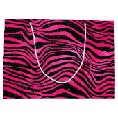 Elegante Hot Pink en Black Glitter Tiger Stripes Groot Cadeauzakje (Achterkant)