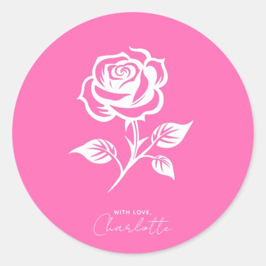 Elegante hot pink en Roos Ronde Sticker (Voorkant)