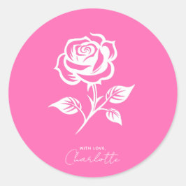 Elegante hot pink en Roos Ronde Sticker