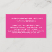 Elegante Hot Pink Faux Glitter Drips Online Store Visitekaartje (Achterkant)