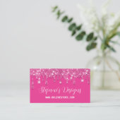 Elegante Hot Pink Faux Glitter Drips Online Store Visitekaartje (Staand voorkant)