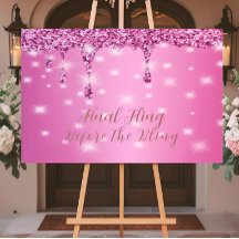 Elegante Hot Pink Glitter Drip Bachelorette