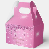 Elegante Hot Pink Glitter Drip Bachelorette Bedankdoosjes (Voorkant)