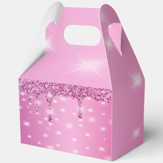 Elegante Hot Pink Glitter Drip Bachelorette Bedankdoosjes (Achterkant)