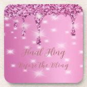 Elegante Hot Pink Glitter Drip Bachelorette Bier Onderzetter (Voorkant)