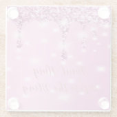 Elegante Hot Pink Glitter Drip Bachelorette Glazen Onderzetter (Achterkant)