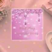 Elegante Hot Pink Glitter Drip Bachelorette Glazen Onderzetter