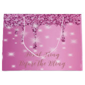 Elegante Hot Pink Glitter Drip Bachelorette Groot Cadeauzakje (Voorkant)