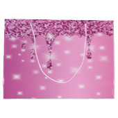 Elegante Hot Pink Glitter Drip Bachelorette Groot Cadeauzakje (Achterkant)