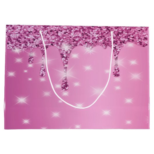 Elegante Hot Pink Glitter Drip Bachelorette Groot Cadeauzakje (Achterkant)