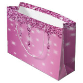 Elegante Hot Pink Glitter Drip Bachelorette Groot Cadeauzakje (Achterkant Gekanteld)