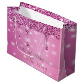 Elegante Hot Pink Glitter Drip Bachelorette Groot Cadeauzakje (Voorkant Gekanteld)
