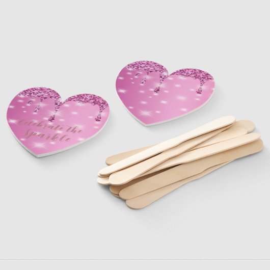 Elegante Hot Pink Glitter Drip Bachelorette Handwaaier (Niet-gemonteerd)