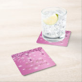 Elegante Hot Pink Glitter Drip Bachelorette Kartonnen Onderzetters (Insitu)