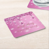 Elegante Hot Pink Glitter Drip Bachelorette Kartonnen Onderzetters (Schuin)