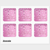Elegante Hot Pink Glitter Drip Bachelorette Vierkante Sticker (Vel)