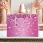 Elegante Hot Pink Glitter Drip Groot Cadeauzakje