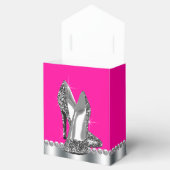 Elegante Hot Pink Glitter Hoge Hak Schoen Bedankdoosjes (Geopend)