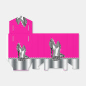 Elegante Hot Pink Glitter Hoge Hak Schoen Bedankdoosjes (Uitgevouwen)