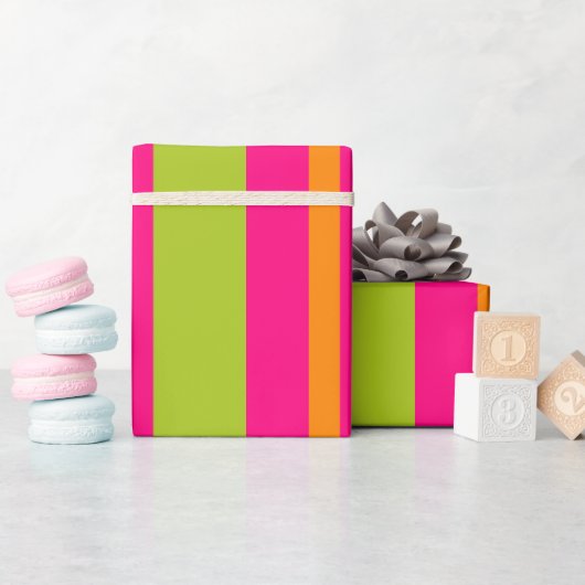 Elegante hot pink, limoengroen, diep Sinaasappel s Cadeaupapier (Baby Shower)