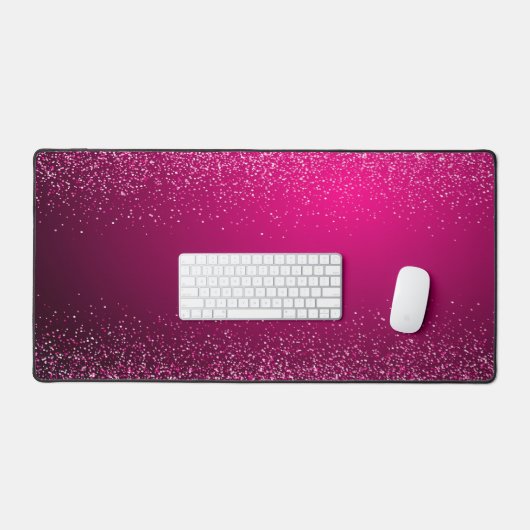 Elegante Hot Pink Silver Glitter Bureaumat (Keyboard & Muis)