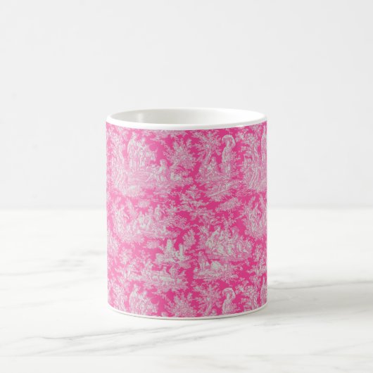 Elegante  hot pink toile de jouy koffiemok (Center)