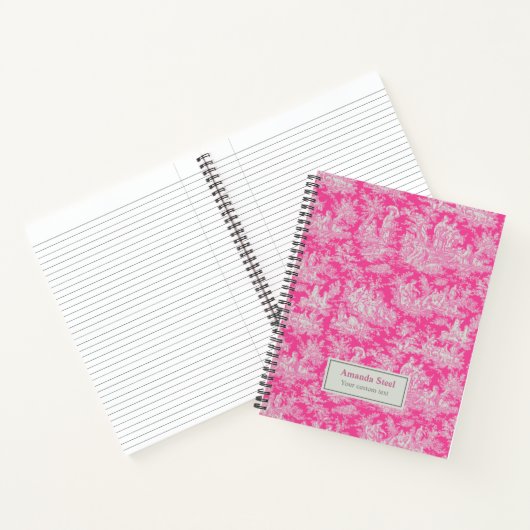 Elegante hot pink toile de jouy notitieboek (Binnen)