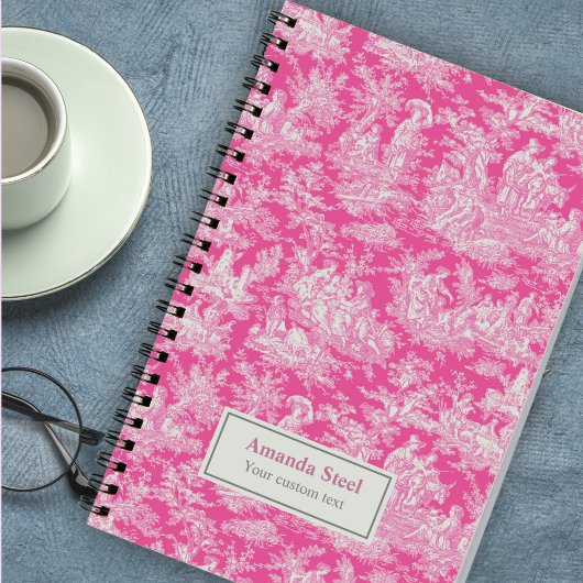 Elegante  hot pink toile de jouy notitieboek