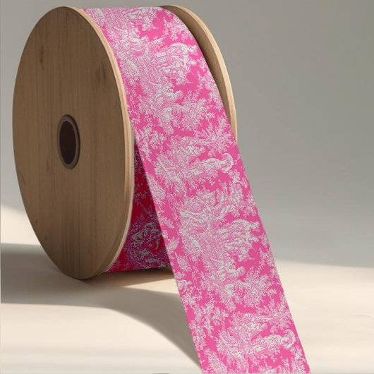 Elegante  hot pink toile de jouy satijnen lint
