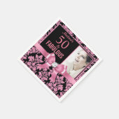 Elegante Hot roze glitter damask 50ste verjaardag Servet (Hoek)