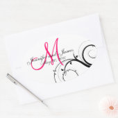 Elegante Hot Roze Swirl Monogram Bruiloft Stickers (Envelop)