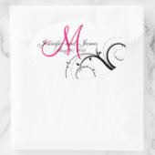 Elegante Hot Roze Swirl Monogram Bruiloft Stickers (Tas)