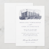 Elegante  hotelbestemming bruiloft kaart (Voorkant / Achterkant)