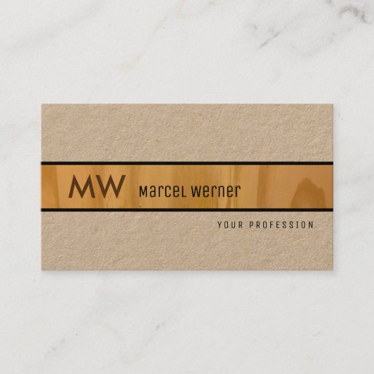 Elegante hout rustieke kraft premium pro visitekaartje (Voorkant)
