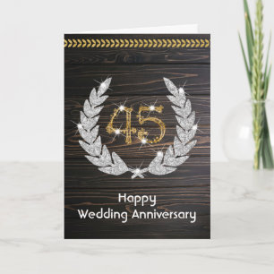 Elegante Houten 45e Huwelijksverjaardag Kaart