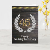 Elegante Houten 45e Huwelijksverjaardag Kaart (Gele Bloem)