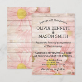 Elegante houten bloem getextureerde bruiloft Kaart