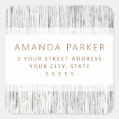 Elegante houten korrel randen retour adreslabels vierkante sticker (Voorkant)